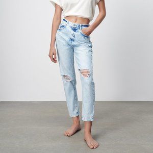 ZARA Z1975 RIPPED MOM FIT JEANS